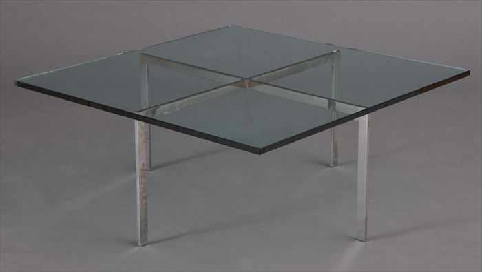 Appraisal: LUDWIG MIES VAN DER ROHE KNOLL CHROME-PLATED STEEL AND GLASS