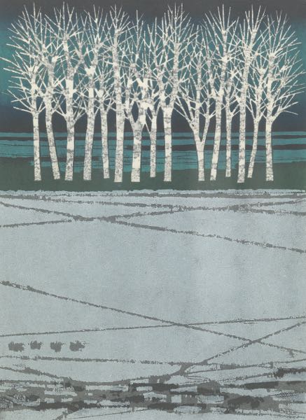 Appraisal: FUMIO FUJITA JAPANESE B x Winter tree landscape Woodblock print