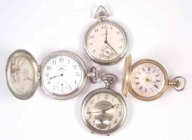 Appraisal: FOUR AMERICAN WALTHAM POCKET WATCHES Royal model size jewels c