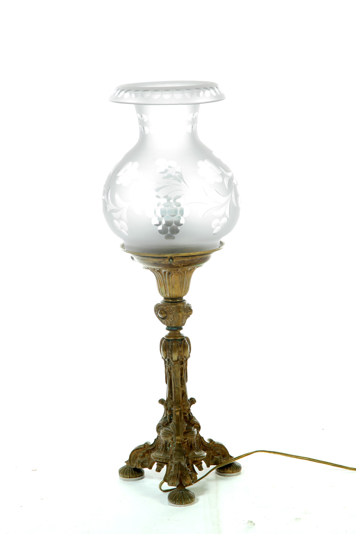 Appraisal: ASTRAL LAMP American nd quarter- th century Cut etched shade