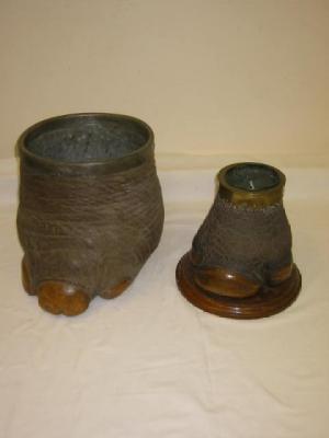 Appraisal: A VICTORIAN RHINO FOOT CONTAINER with moulded brass rim having