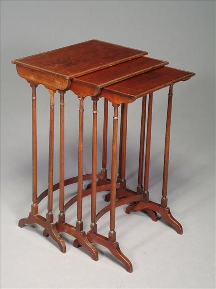 Appraisal: A nest of three mahogany occassional tables in George III