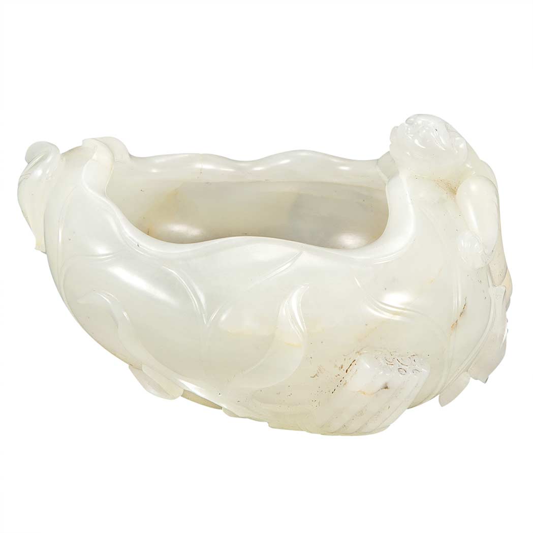 Appraisal: Chinese White Jade Water Coup th Century Carved with a