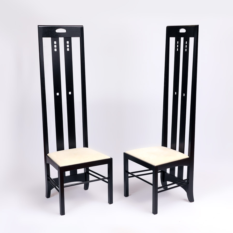 Appraisal: PAIR MACKINTOSH STYLE HIGH BACK CHAIRS In the manner of