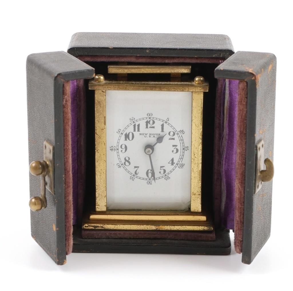 Appraisal: Small carriage clock by New Haven Measures high with handle