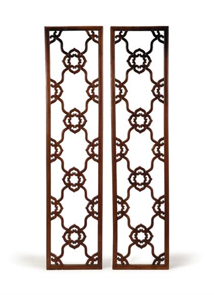 Appraisal: Fine pair of Chinese lattice window panels qing dynasty Of