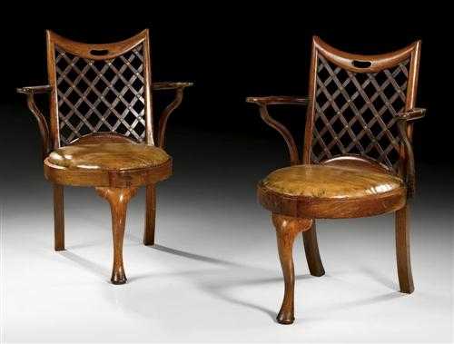 Appraisal: PAIR OF MAHOGANY ARMCHAIRS George III England th century With