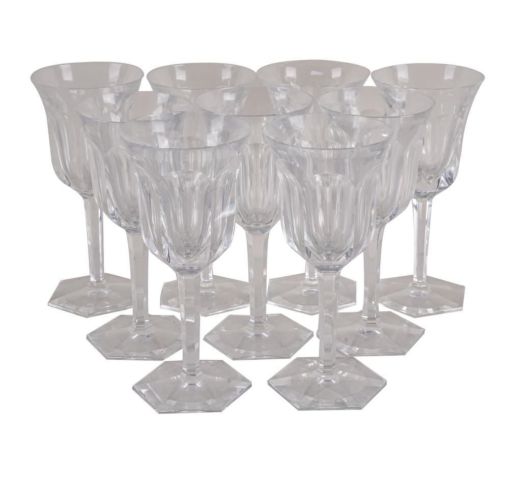 Appraisal: NINE BACCARAT CRYSTAL STEMSeach marked Provenance The Terry and Debbi