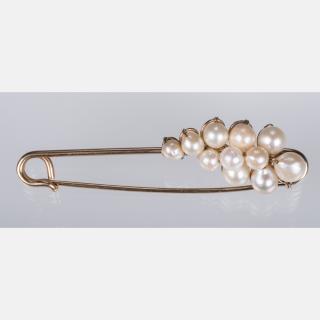 Appraisal: A kt Yellow Gold and Cultured Pearl Brooch A kt