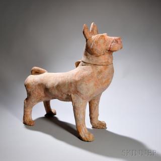 Appraisal: Large Pottery Dog Large Pottery Dog China possibly Han dynasty