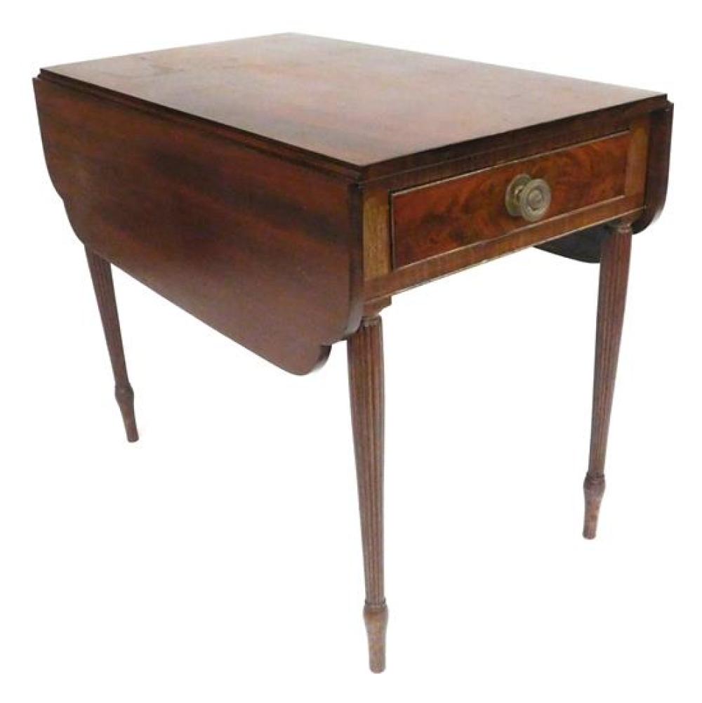 Appraisal: Sheraton Pembroke table American c - mahogany and mahogany veneer