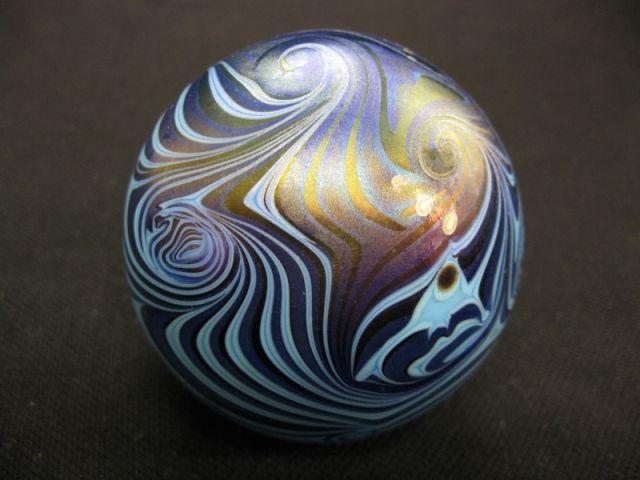 Appraisal: Vandermark Art Glass Paperweight iridecent swirling design diameter signed and