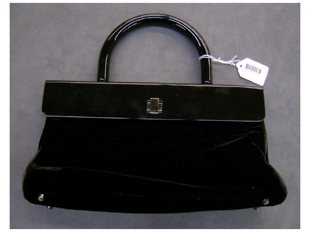 Appraisal: Georgio Armani evening bag with black velvet exterior and resin