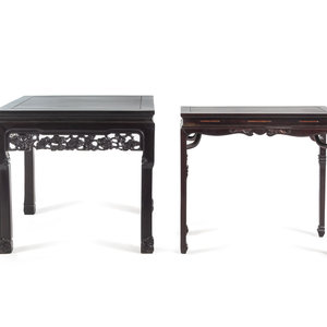 Appraisal: Two Chinese Hardwood Tables both have intricate hand carved details