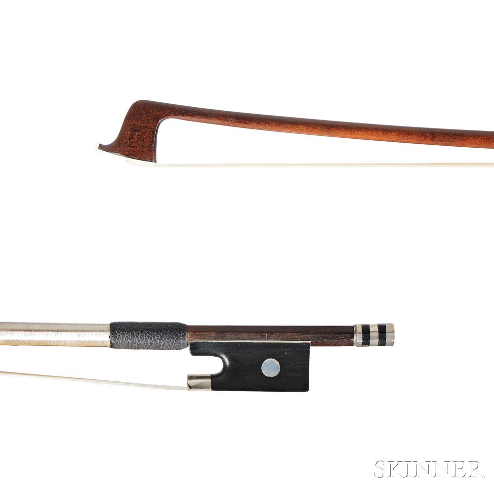 Appraisal: French Nickel Silver-mounted Violin Bow Marc Laberte Mirecourt c -