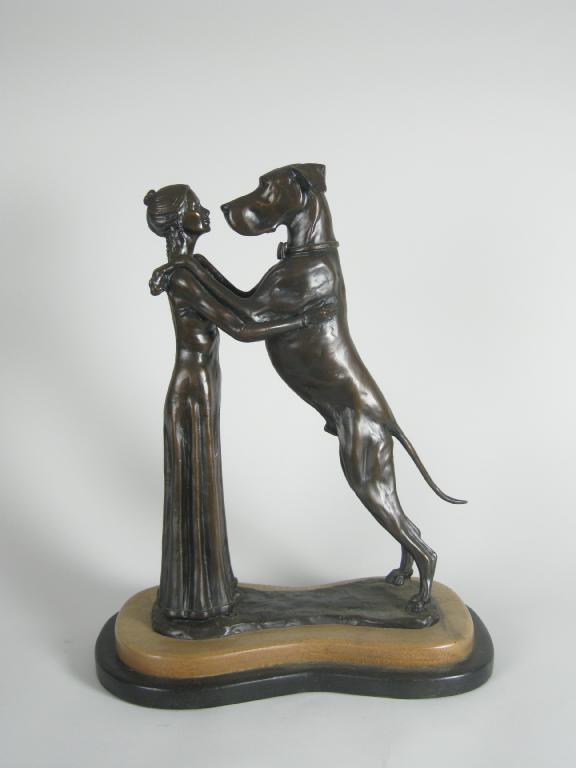 Appraisal: L M PETERSON Bronze Sculpture of a Great Dane and