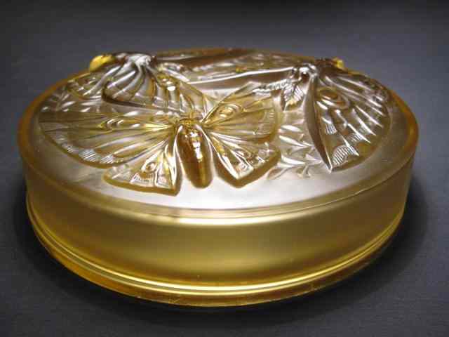 Appraisal: Art Deco art glass powder jar by Verlys Frosted relief