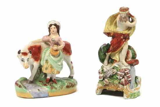 Appraisal: Two Staffordshire Figural Groups the first depicting Neptune with dolphin