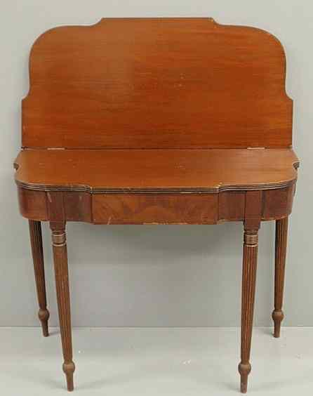 Appraisal: Philadelphia Sheraton mahogany card table c with shaped top and