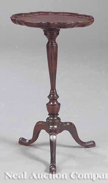 Appraisal: An Antique Chippendale-Style Mahogany Pie-Crust Candlestand late th c with