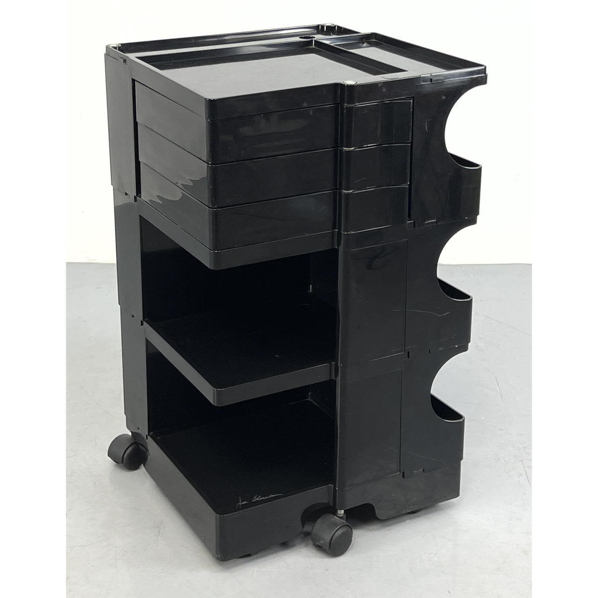 Appraisal: Joe Colombo Black Plastic Boby Trolley retains all three horizontal