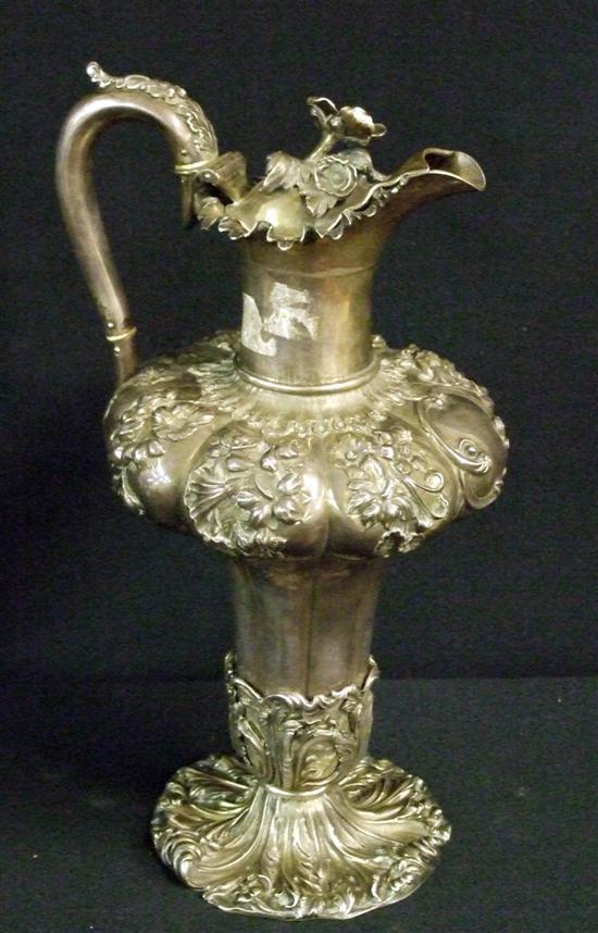 Appraisal: AN EARLY VICTORIAN VASE-SHAPED SILVER EWER on spreading foot and