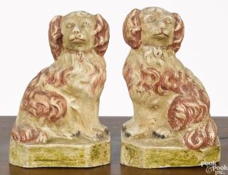 Appraisal: Pair of Pennsylvania chalkware spaniels th c '' h Provenance