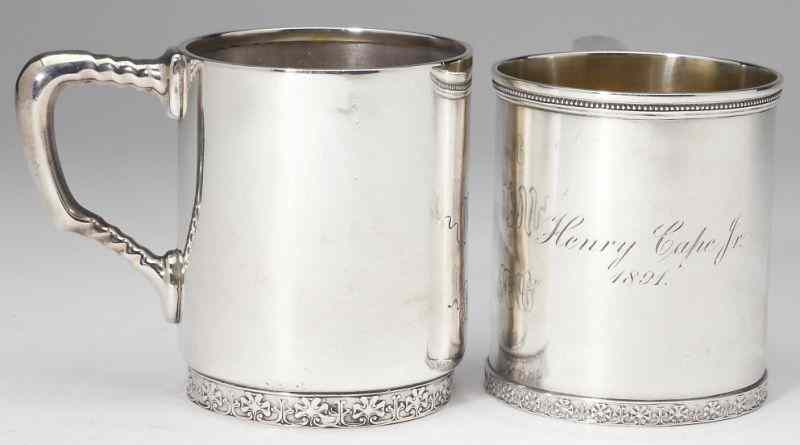 Appraisal: Two Tiffany Co Sterling Silver Mugsthe first is parcel gilt