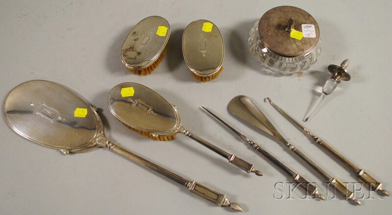 Appraisal: Eight-piece Sterling Silver Dresser Set a hand mirror brush file