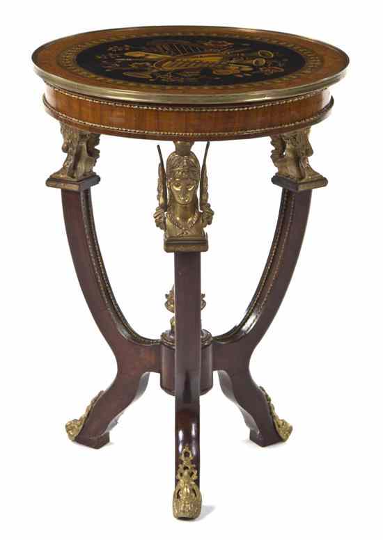 Appraisal: A Continental Painted and Gilt Metal Mounted Occasional Table the