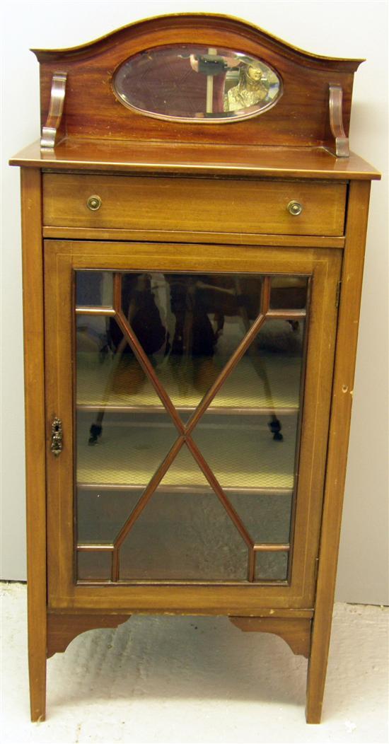 Appraisal: Early th century mahogany boxwood and ebony strung music cabinet