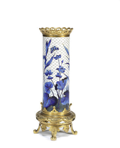 Appraisal: An Exhibition type ormolu-mounted and cloisonn enamel blue and white