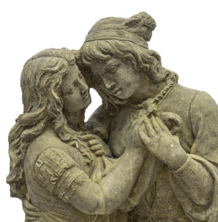 Appraisal: Cast stone garden statuary figural group Romeo and Juliet embracing