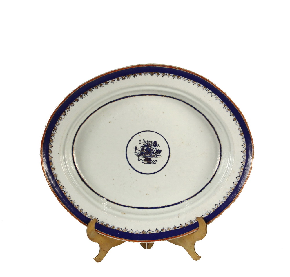 Appraisal: CHINESE EXPORT PLATTER - Oval Deep Dish in orange peel