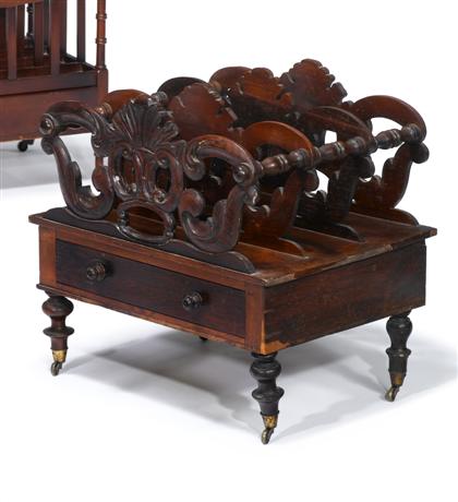 Appraisal: Early Victorian rosewood and mahogany canterbury circa With three sections