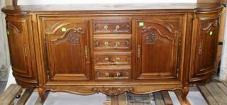 Appraisal: French Louis XV style walnut enfilade French Louis XV style