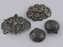 Appraisal: Russian two th century silver and niello buckles and a