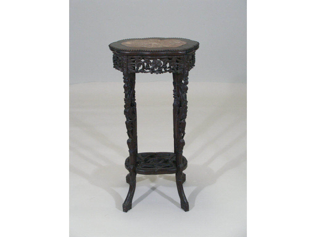 Appraisal: Antique and Carved Chinese Pedestal Stand late th c shaped