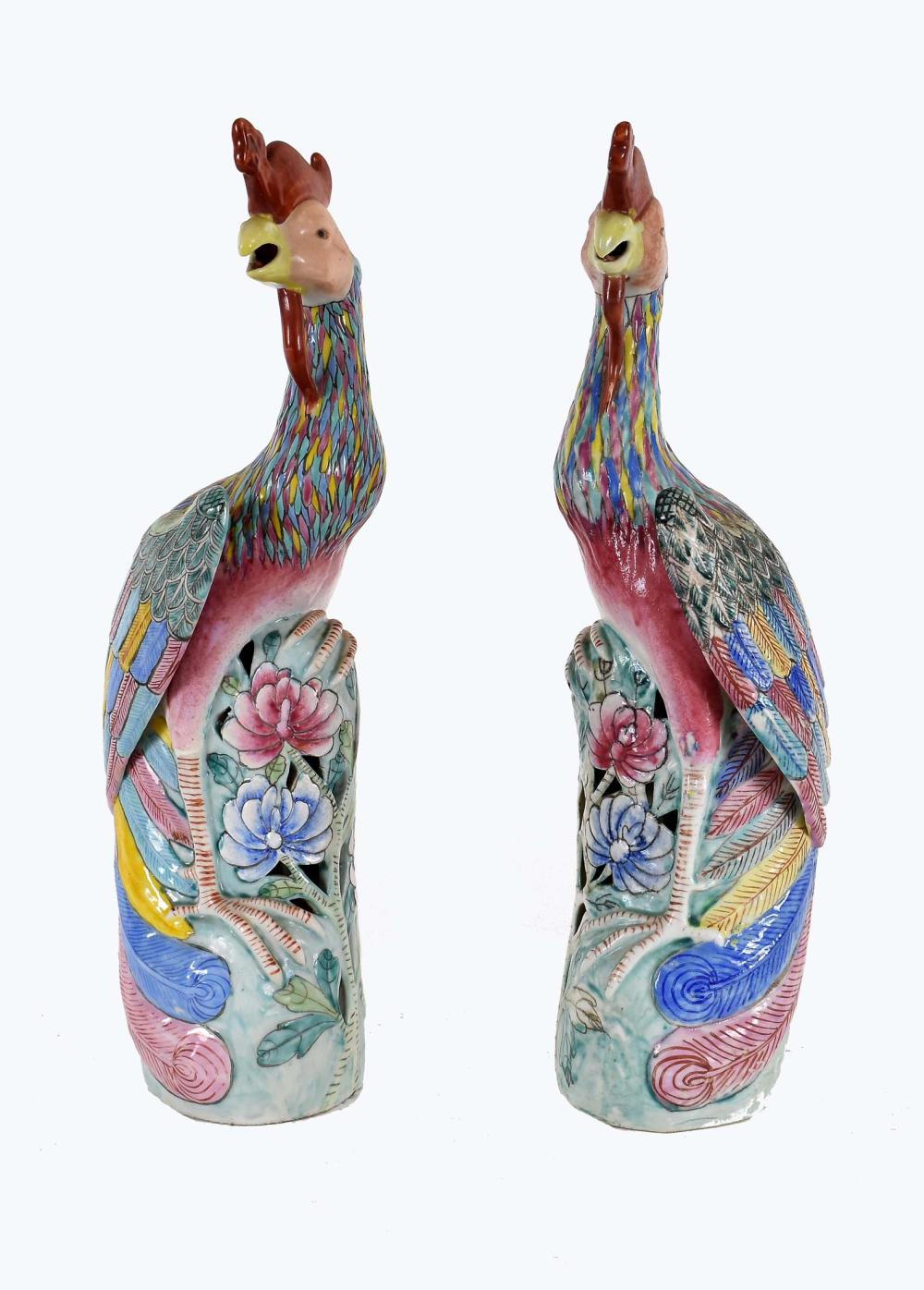 Appraisal: PAIR OF CHINESE EXPORT PORCELAIN PHEASANTS th Century The underside