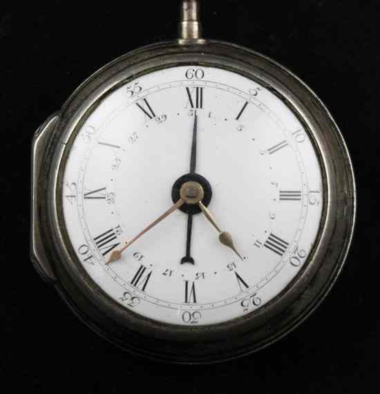 Appraisal: A George III silver keywind verge calendar pocket watch by