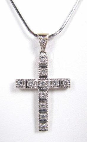 Appraisal: K WG Diamond Cross Necklace with eleven diamonds