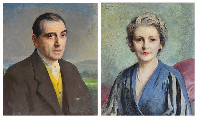 Appraisal: C BUCHELPortrait of a lady and gentleman a pair one