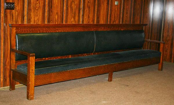 Appraisal: Mission oak long bench from Improved Order of Red Men