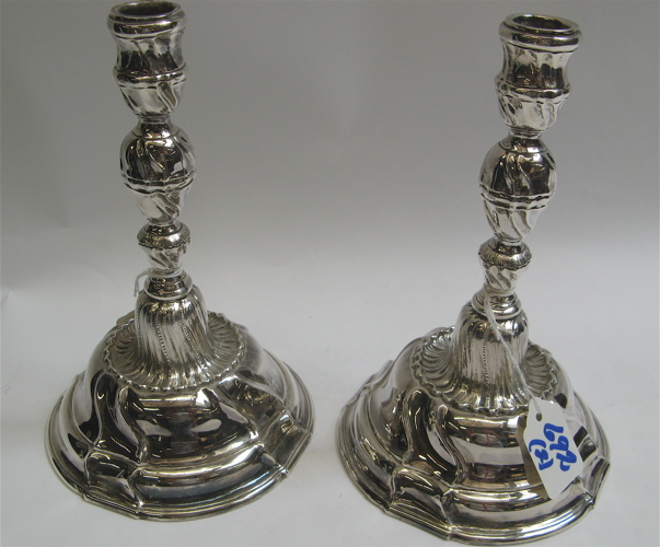 Appraisal: PAIR DANISH STERLING SILVER CANDLE HOLDERS Hand chased and engraved