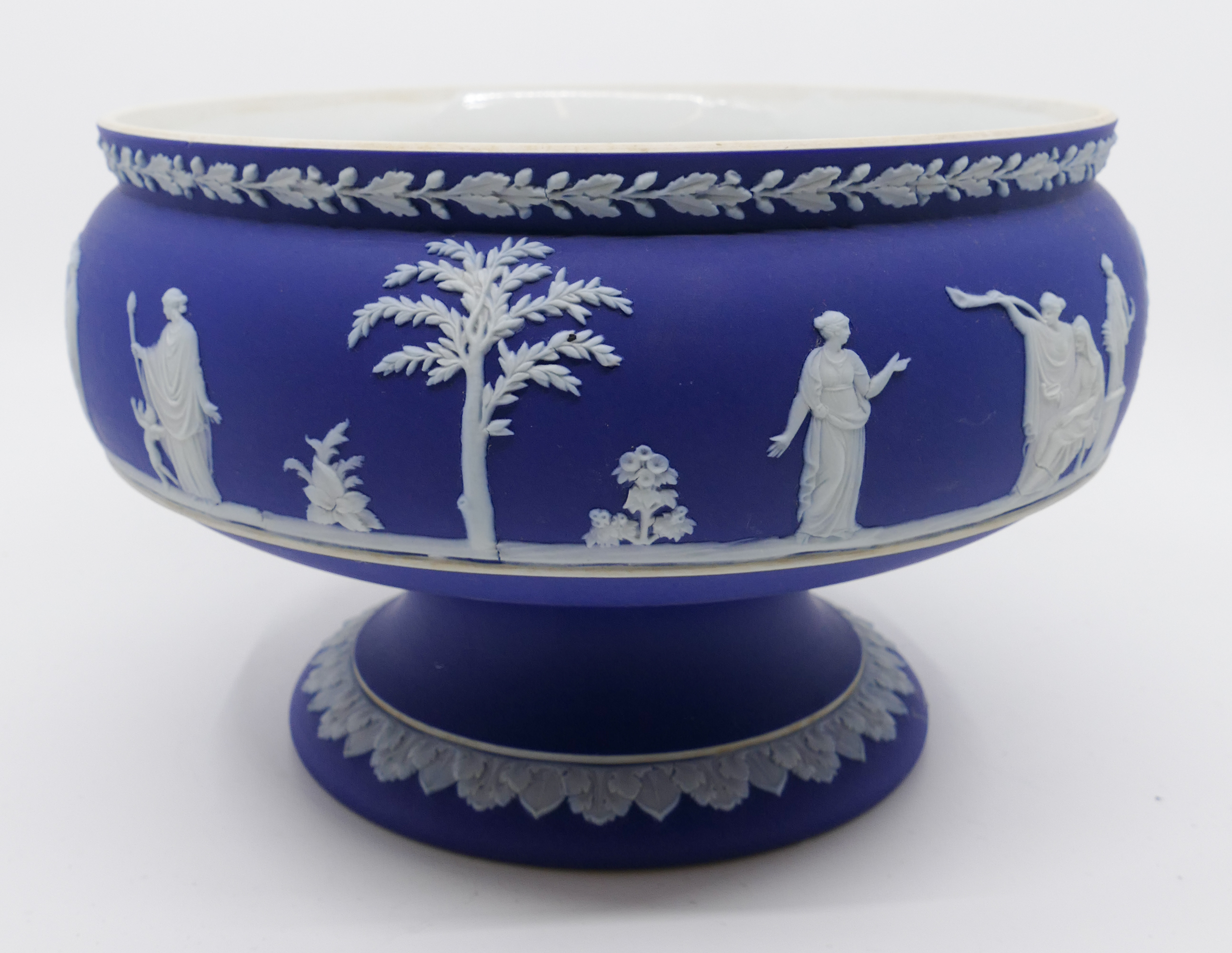 Appraisal: Wedgwood Blue Jasperware Dipped Large Imperial Footed Bowl - x