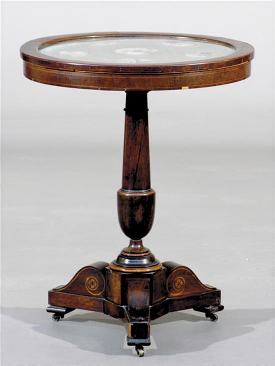 Appraisal: French Empire centertable with painted top circa verre eglomise and