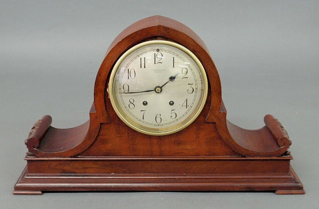 Appraisal: German mantel clock with a mahogany case retailed by Tiffany