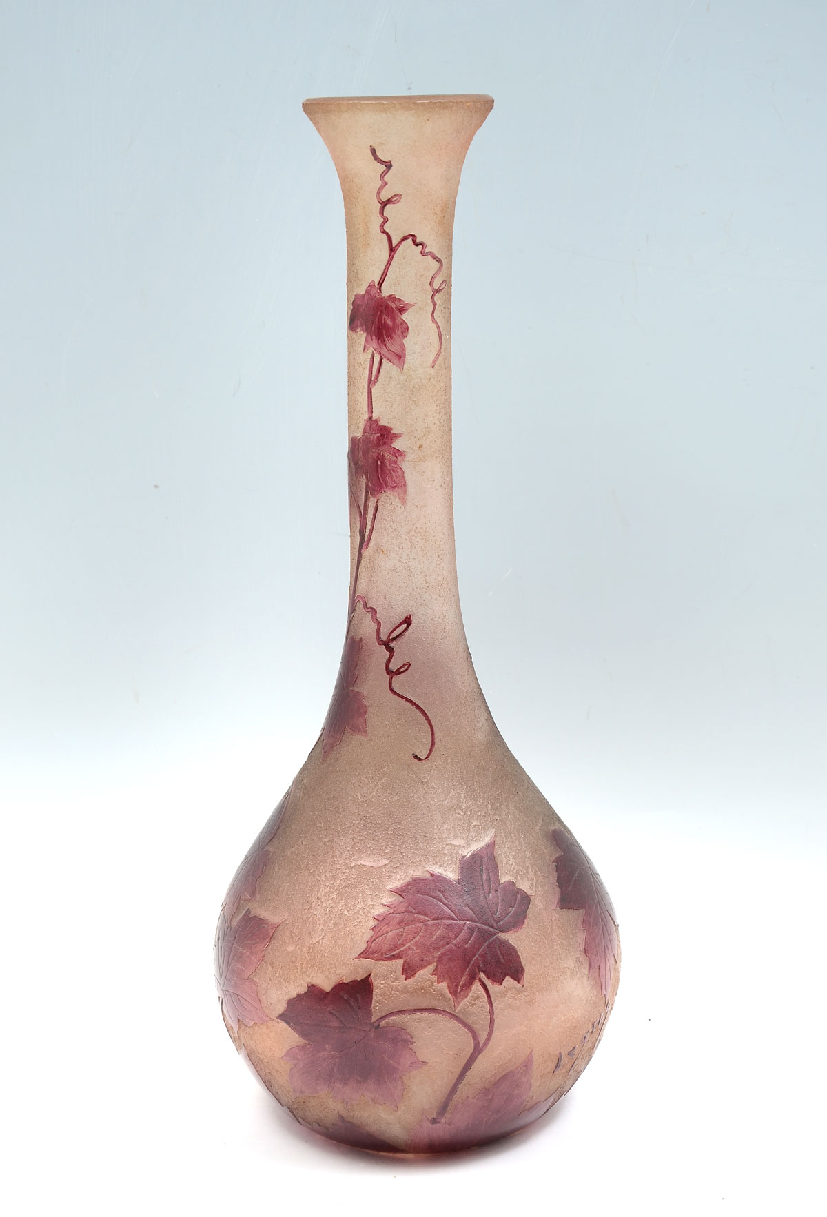 Appraisal: LEGRAS SIGNED TALL CAMEO VASE Circa acid cut paint decorated