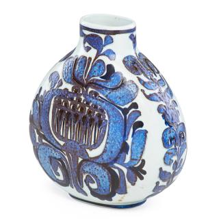 Appraisal: ROYAL COPENHAGEN FAJANCE VASE Ovoid form with cobalt floral decoration