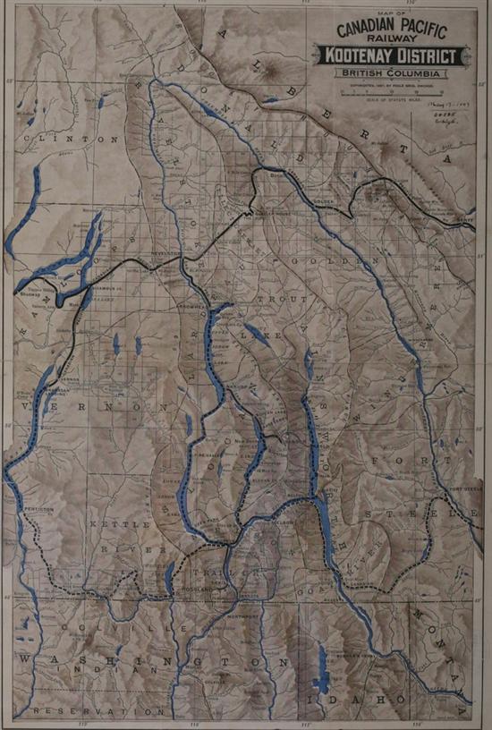 Appraisal: MAP OF CANADIAN PACIFIC RAILWAY KOOTNEY DISTRICT BRITISH COLUMBIA Chicago